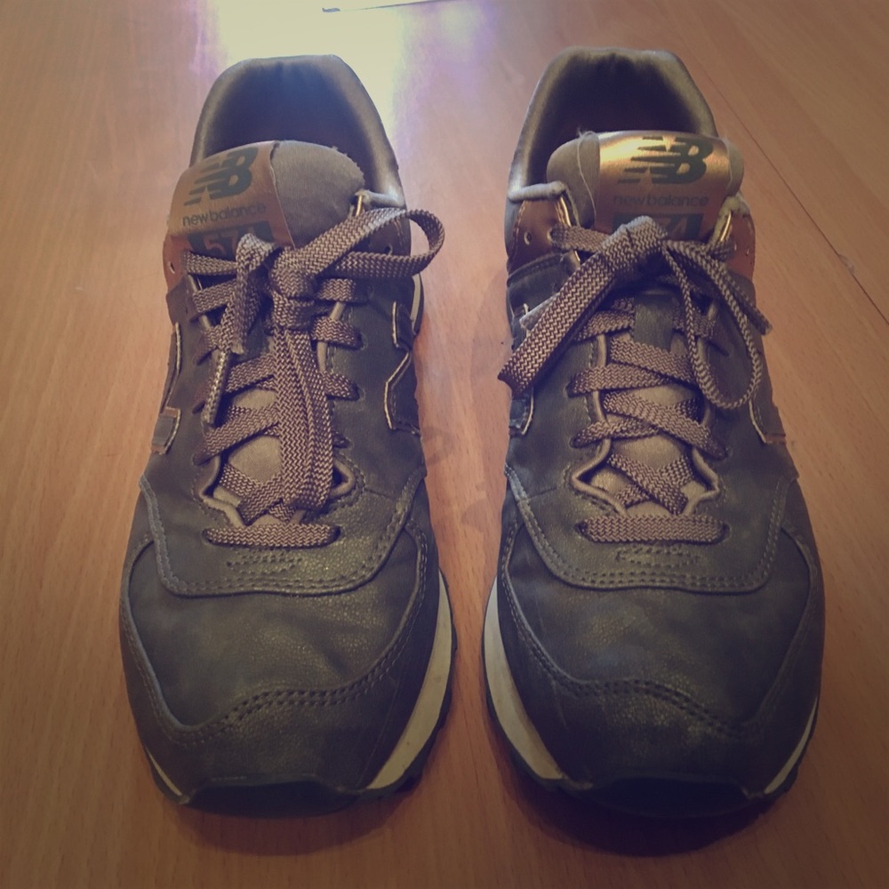 NB rose gold and gray shoes